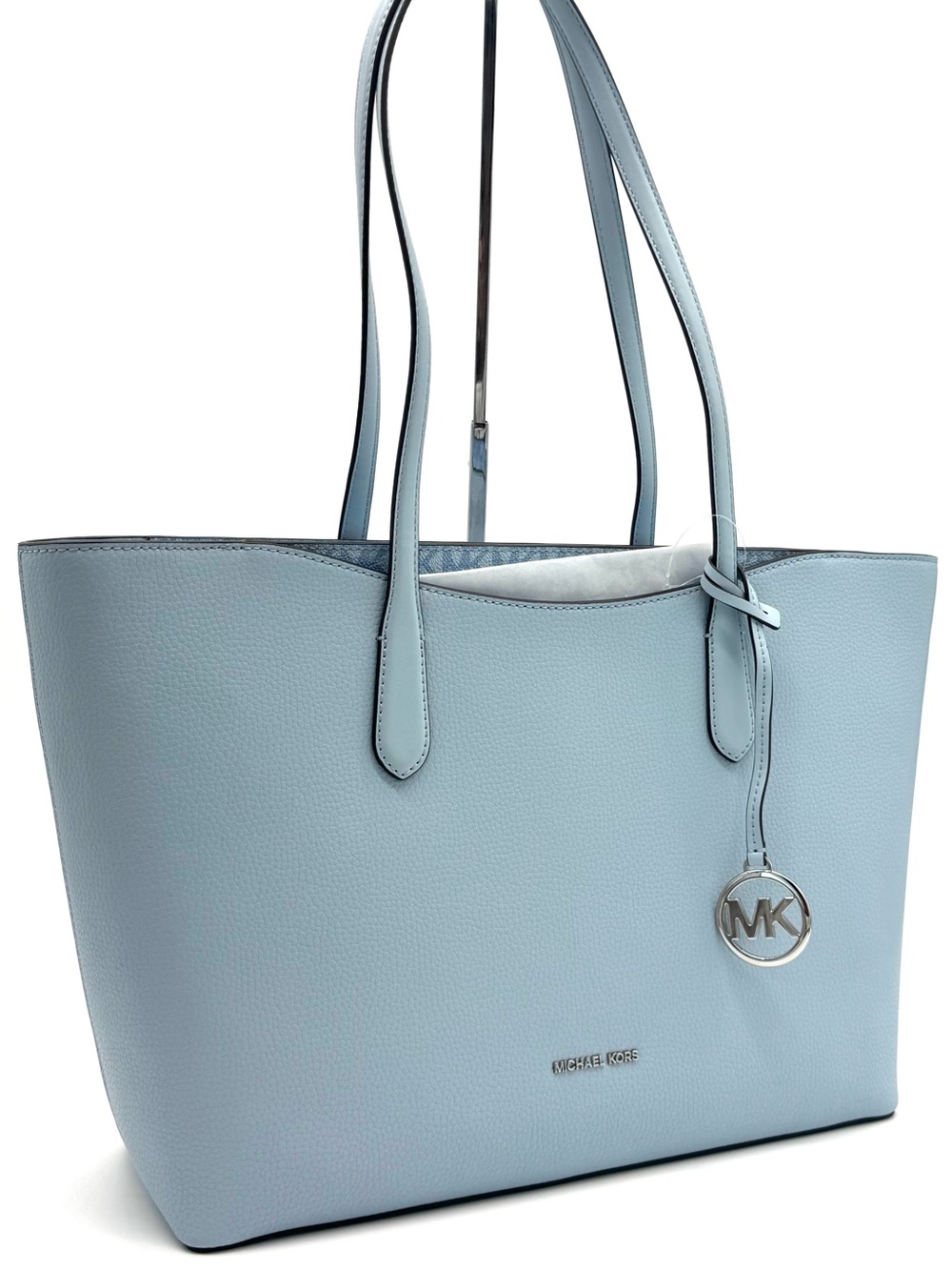 Michael Kors Arden Large Leather Tote Bag Pale Ocean Blue